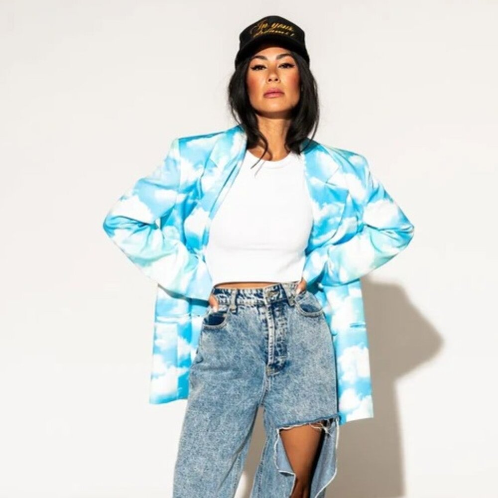 Make Me Wanna Lala Boyfriend Blazer in Cloud Nine